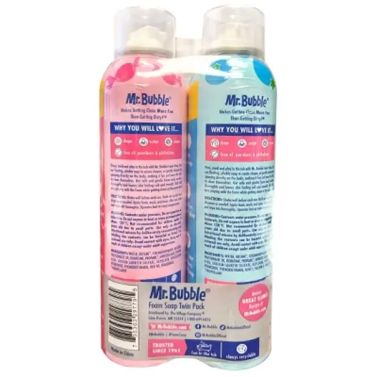 Mr. Bubble 2pk Twin Foam Soap - Blueberry/Original Bubble - 16 fl oz image {1}