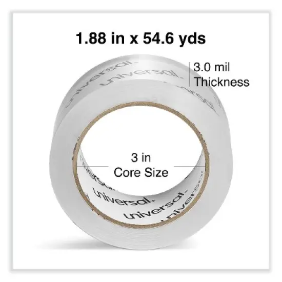 Universal Heavy-Duty Acrylic Box Sealing Tape - 1.88" x 54.6 yds - Clear - Case of 6 image {2}