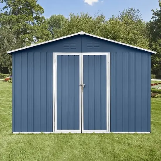 Coolbibila-10Ftx12Ft Storage Sheds, Tool Sheds With Sturdy Aluminum Frames, Metal Sheds With Durable Vents And Customizable Door image {6}