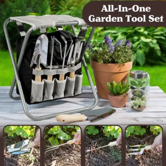 Gardening Tool Set and Stool, Gray image {5}