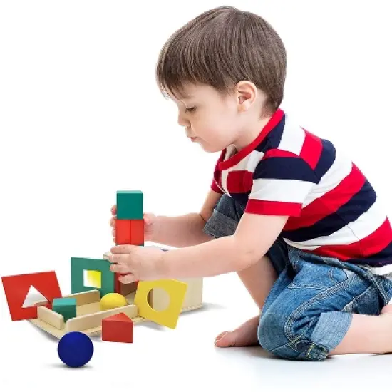 Wooden Montessori Shape Sorter and Object Permanence Learning Toy image {2}
