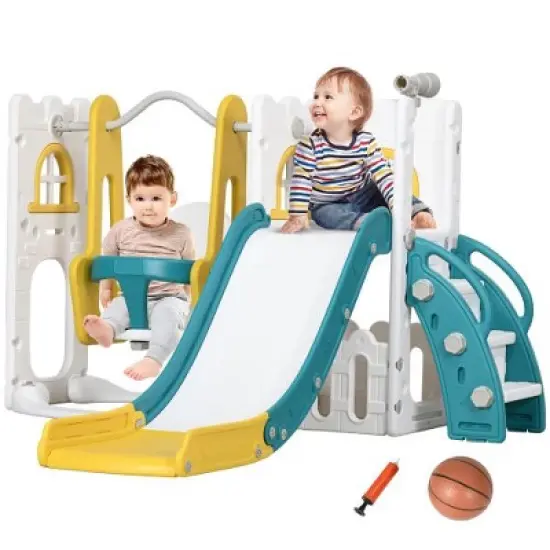 Luupatchy 6 In 1 Toddler Slide And Swing Set image {5}