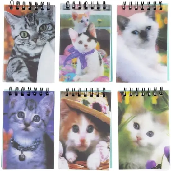 Juvale Spiral-Bound Notepads - 24-Pack Mini Top Spiral-Bound Notebooks for To-do Lists, Lined Paper, 6 Cats 3D Cover Designs, 55 Pages, 2.75x4.25" image {3}