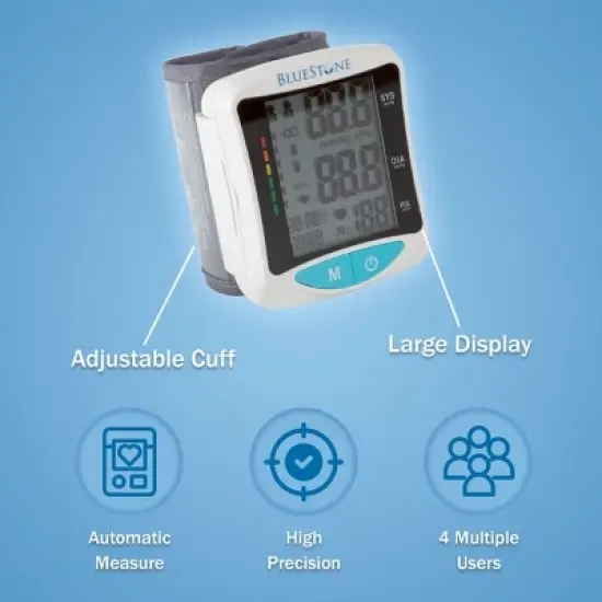 Bluestone Automatic Wrist Blood Pressure Monitor with Digital LCD Display image {4}