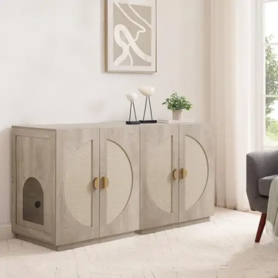 unipaws Tall Cat Litter Box Enclosure with Shelves image {3}