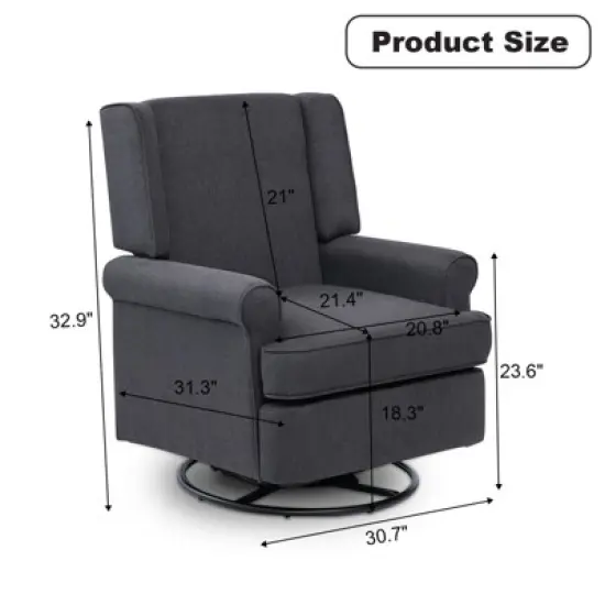Swivel Glider Rocking Recliner, Nursery Glider Chair, Soothing Rocking Motion, Nursery Breastfeeding Maternity Chair for Living Room, Office image {1}