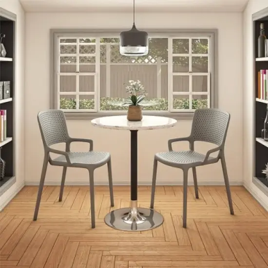 2pk Indoor/Outdoor Stacking Resin Chairs with Square Back & Arms - Room & Joy
 image {6}