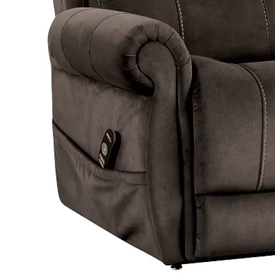 HOMES: Inside + Out Sunbeam Flannelette Powered Recliner Lift Chair with Heating and Massage Dark Gray image {3}