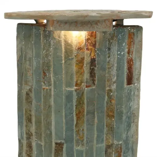 Sunnydaze 49"H Electric Natural Slate Tower Column Indoor/Outdoor Water Fountain with LED Light image {2}