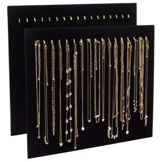 Genie Crafts Genie Crafts 2-Pack Jewelry Display for Selling - Velvet Necklace Holder Stand, Organizer for Retail (17 Hooks, Black) image {6}