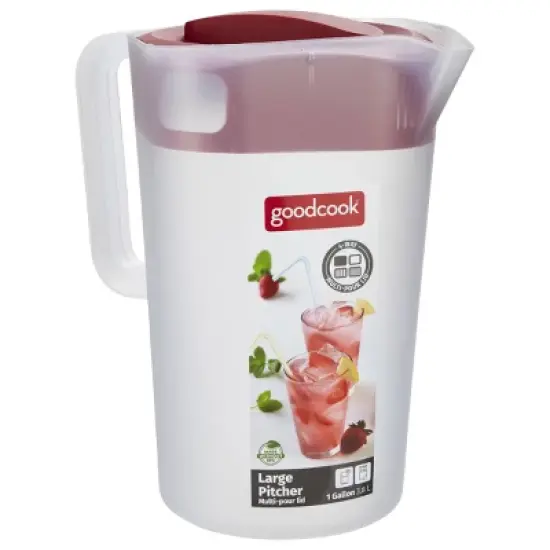 GoodCook Plastic Pitcher with 4 Way Lid - 1 Gallon - Red image {7}