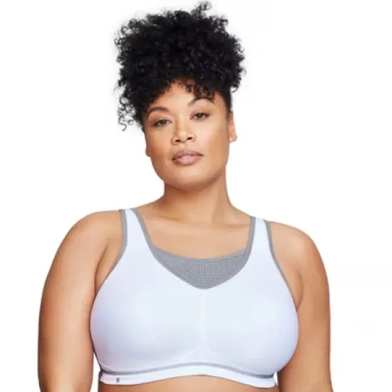 Glamorise Womens No-Bounce Camisole Elite Sports Wirefree Bra 1067 White/Gray image {5}