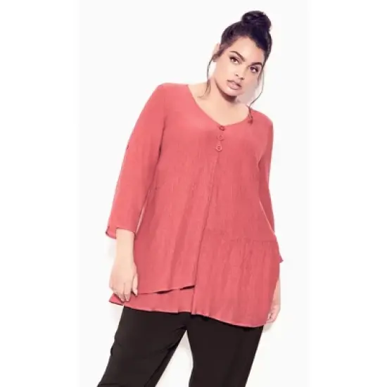 Women's Plus Size Izzy Layer Plain Tunic - Raspberry |  ZIM & ZOE image {2}