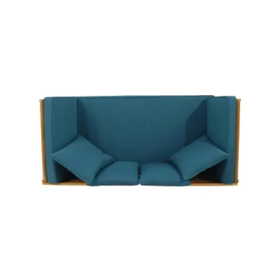 Serene Outdoor Acacia Wood Expandable Daybed with Cushions Teak/Dark Teal - Christopher Knight Home image {4}