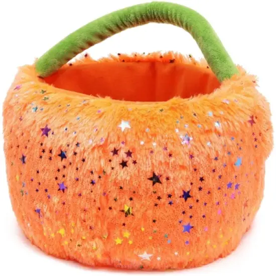 Spooky Central Plush Jack-O-Lantern Trick or Treat Bag for Halloween Party Decorations (10 x 8.75 In) image {2}