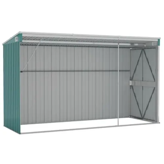 vidaXL Storage Shed Wall-mounted Garden Shed for Backyard Galvanized Steel - Green 46.5" x 113.4" x 70.1" image {5}