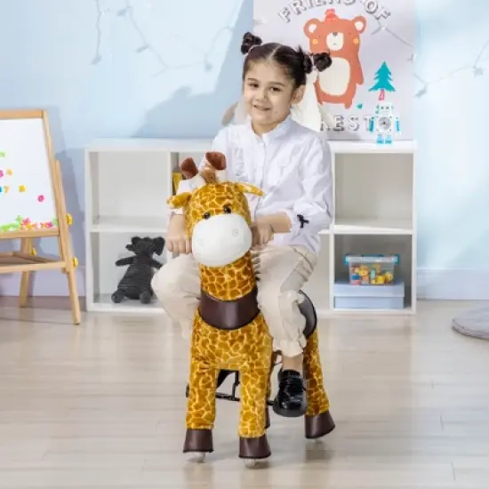 Qaba Baby Stuffed Giraffe Rocking Horse Toy for Girls and Boys, Zoo Animal Plush Ride-on Toy with Soft Feel, Interactive Toy for Kids, Giraffe Gifts image {2}