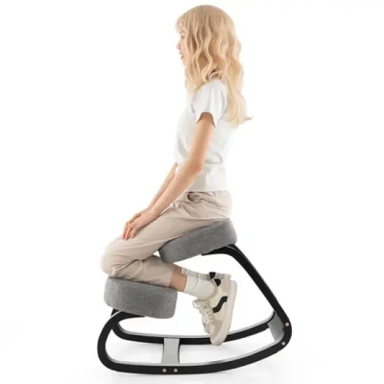Costway Rocking Kneeling Chair Ergonomic Posture Correcting Back Pain Padded Cushion image {9}