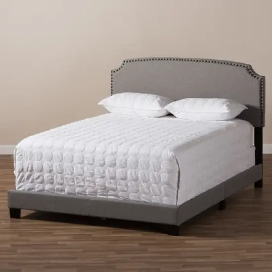 Odette Modern and Contemporary Fabric Upholstered Bed - Light Gray - Baxton Studio image {6}