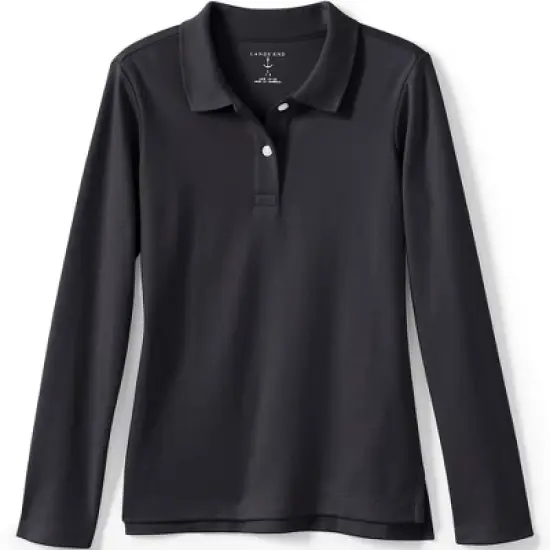 Lands' End School Uniform Girls Long Sleeve Feminine Fit Interlock Polo Shirt image {7}