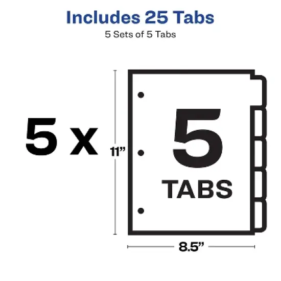 Avery Print & Apply Clear Label Dividers w/White Tabs Copiers 5-Tab Letter 5 Sets 11421 image {4}