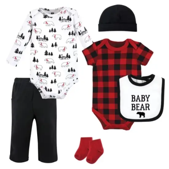 Hudson Baby Unisex Baby Cotton Layette Set, Buffalo Plaid Bear image {8}