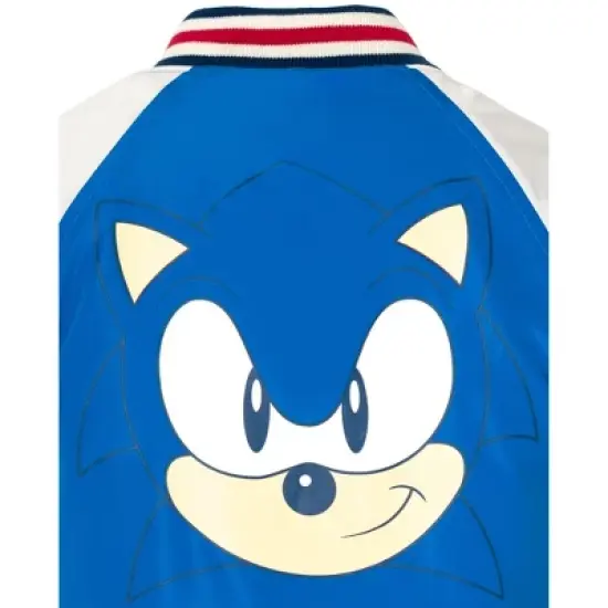 SEGA Sonic the Hedgehog French Terry Zip Up Varsity Bomber Jacket Satin Lining Little Kid to Big Kid image {4}