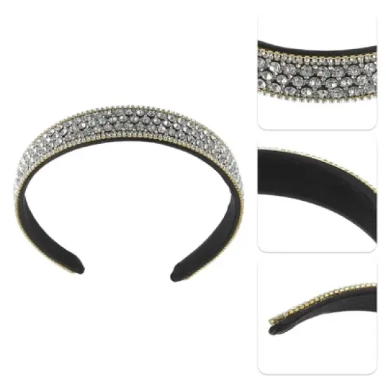 Unique Bargains Women's Luxury Sparkly Rhinestone Wide Headband 1 Pc image {2}