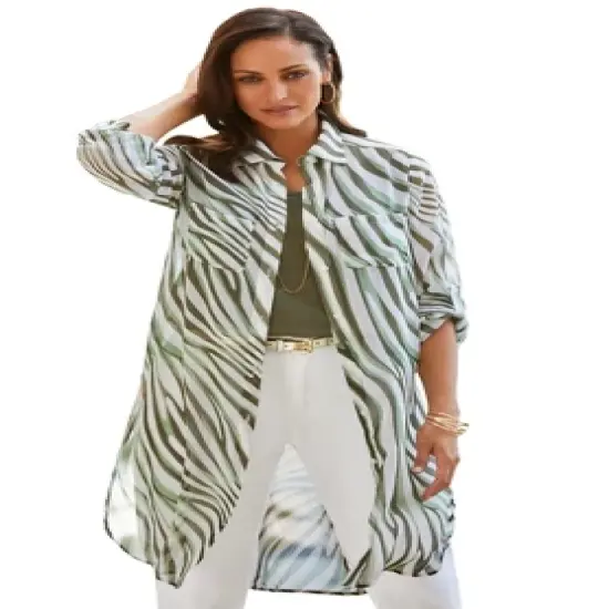 Jessica London Women&rsquo;s Plus Size Sheer Georgette Mega Tunic image {21}