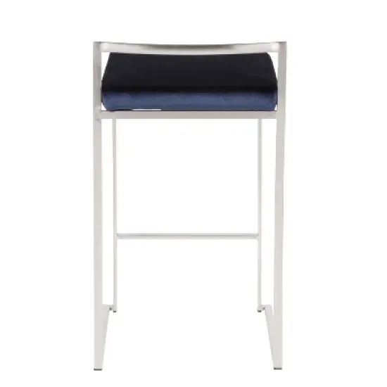 Set of 2 26" Fuji Contemporary Stackable Counter Height Barstool Stainless Steel with Cushion - Lumisource image {4}