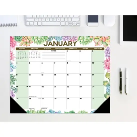 Willow Creek Press 22"x17" 2026 Succulents Large Monthly Deskpad image {5}