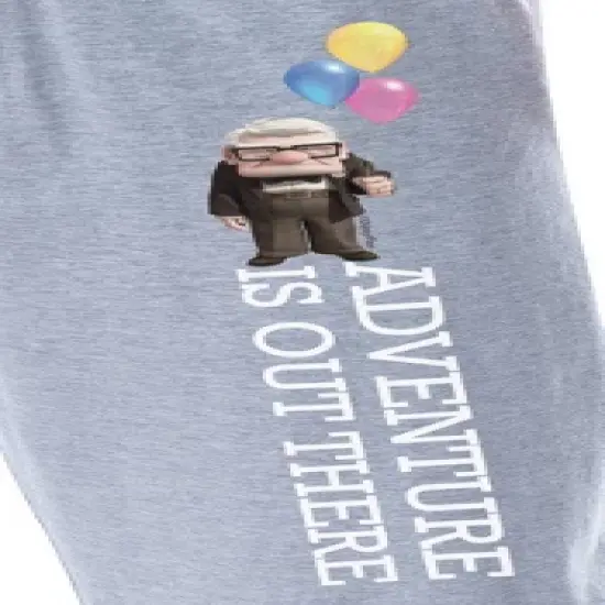 Disney Mens' Up Movie Film Carl Adventure Is Out There Sleep Pajama Pants Grey image {2}
