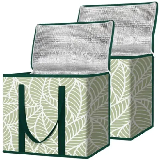 HOMLUX 2Pk Insulated Reusable Lunch Grocery Storage Bags Collapsible Cooler image {8}