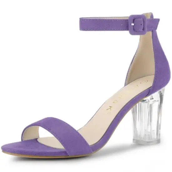 Allegra K Women's Ankle Strap Clear Heel Chunky Heels Sandals image {9}