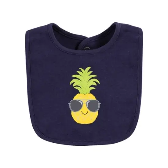 Hudson Baby Infant Boy Cotton Bibs, Boy Pineapple, One Size image {2}