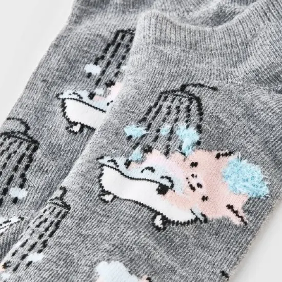 Women's Bubble Bath Piggy Low Cut Socks - Charcoal Heather/Pink 4-10 image {2}