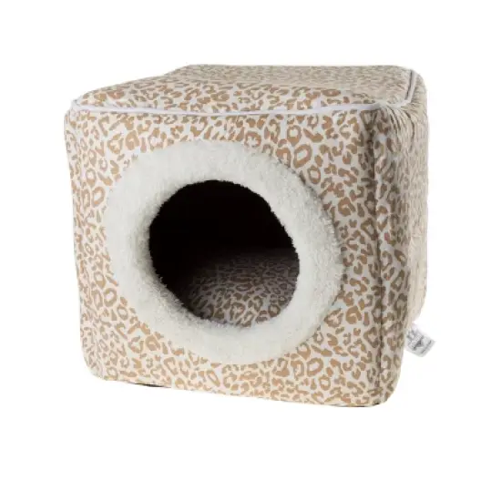 Cat House - Indoor Bed with Removable Foam Cushion - Cat Cave for Puppies, Rabbits, Guinea Pigs, and Other Small Animals by PETMAKER (Animal Print) image {3}