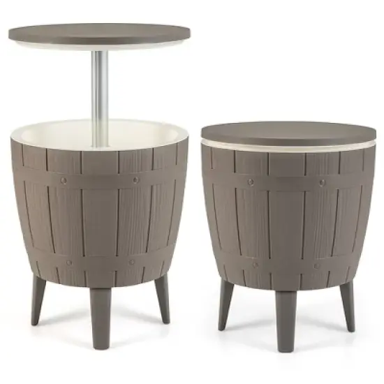 Tangkula 10 Gallon Cooler Bar Table w/ Telescopic Tabletop 3-in-1 Coffee Table Ice Bucket image {9}