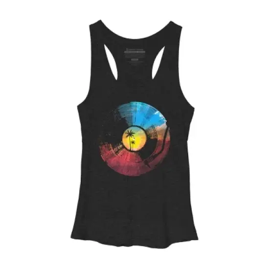 Women's Design By Humans Palm Tree Tropical Sounds Vinyl By clingcling Racerback Tank Top image {2}