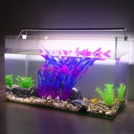 Unique Bargains Plastic Fish Tank Aquarium Decorations Artificial Water Plants Grass Purple 14.17" 5 Pcs image {1}