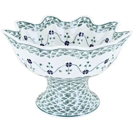 Blue Rose Polish Pottery P184 Manufaktura Pedestal Fruit Bowl image {9}