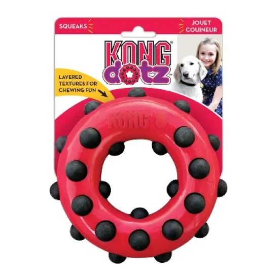 KONG Dotz Circle Interactive Dog Toy - Red - L image {1}