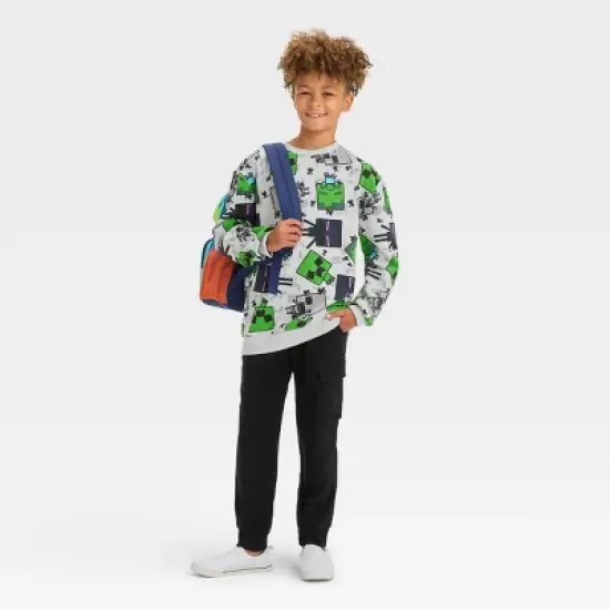 Boys' Minecraft Fleece Crewneck Sweatshirt - Light Gray image {2}