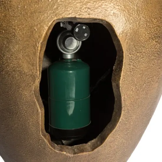 Teamson Home Outdoor 22 Inch Water Fountain Pot with Fire Pit and Fire Glass, Brown image {4}