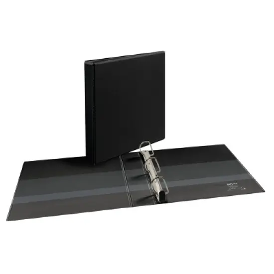 Avery 400 Sheet 2.1"x1.5" Heavy Duty Nonstick View Ring Binder Black: Polypropylene D-Rings, 4 Pockets, Clear Cover image {1}