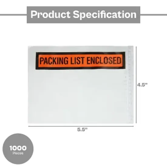 PSBM 1000 Pieces 4 1/2" x 5 1/2" Packing List Enclosed Envelopes, Panel Face for Shipping image {2}