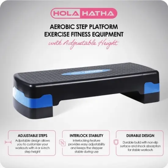 HolaHatha Aerobic Step Platform Exercise Fitness Equipment w/ Adjustable Height image {2}