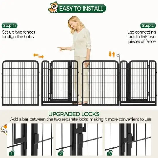 Yaheetech 6 Panels Dog Playpen Cat Exercise Barrier, Black image {6}