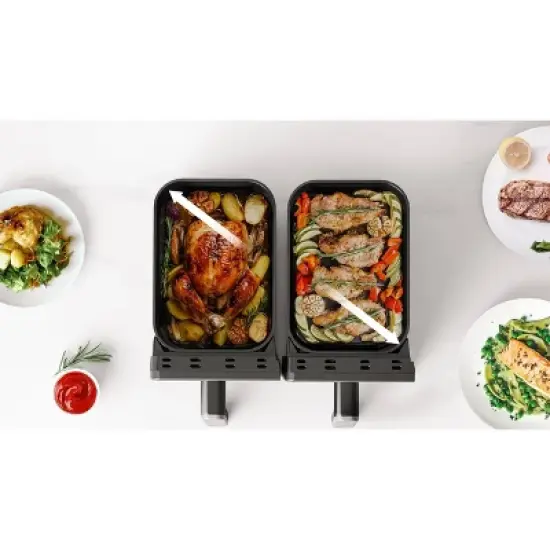 Midea 8.4qt Two-Zone Air Fryer: Dual Baskets, Digital Control, Nonstick, Cool Touch, 1650W, Black image {11}