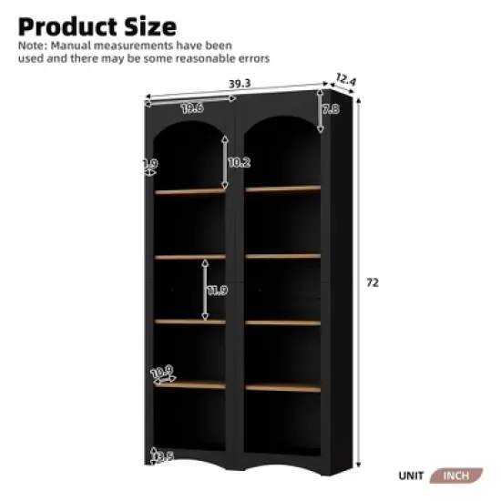 Kumasinova 2PCS 72" Farmhouse Kitchen Pantry Cabinet,5-Tier Freestanding Storage Cabinet with Adjustable Shelves,Display Cabinet for Home Office image {1}